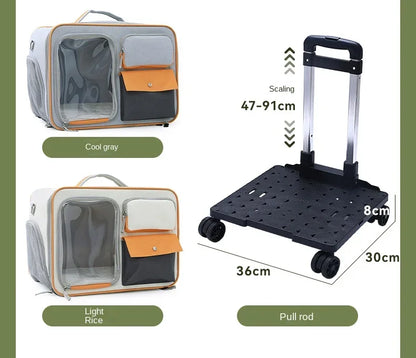 Portable Pet Trolley Travel Case with Capsule Window