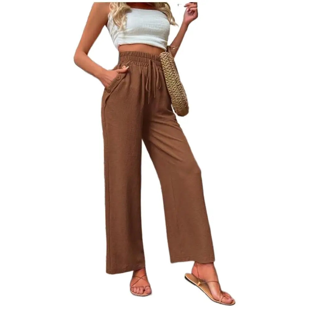 👖 High-Waist Elastic Straight-Leg Pants — Summer Loose Fit Casual Trousers