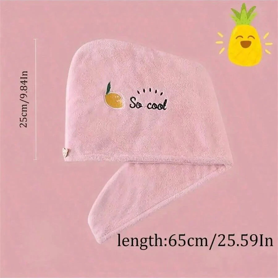 Embroidered Coral Fleece Hair Drying Cap – Quick Dry Absorbent Shower Towel for Women