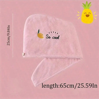 Embroidered Coral Fleece Hair Drying Cap – Quick Dry Absorbent Shower Towel for Women