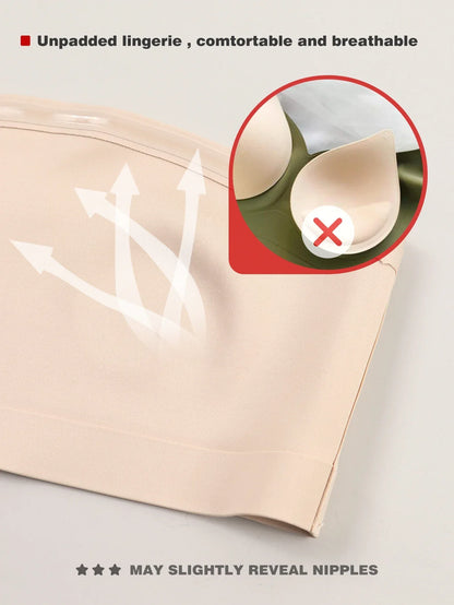 Women's Strapless No Padding Seamless Front Button Bra Comfortable Smooth Underwear