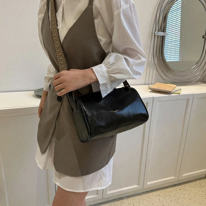 Vintage PU Leather Boston Women Small Handbag and Purse Fashion Designer Crossbody Bag Female Casual Travel Pillow Shoulder Bag