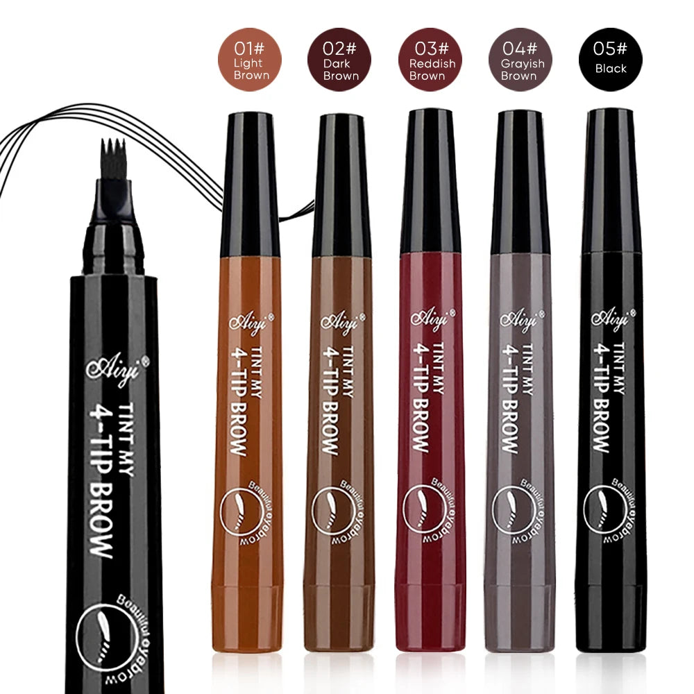 4-Tip Waterproof Eyebrow Pencil – Long-Lasting, Smudge-Proof & Natural Hair Stroke Effect