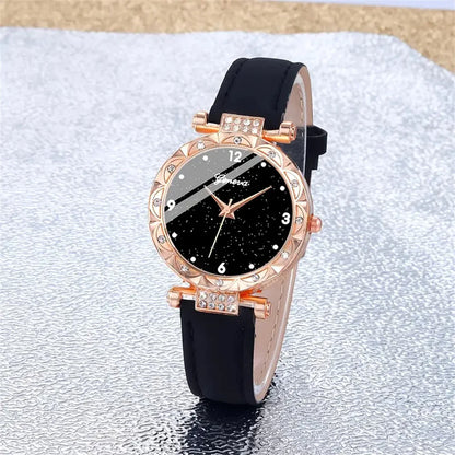 Grace Luxury Rhinestone Watch & Bracelet Set – 5PCS Elegant Quartz Gift Set