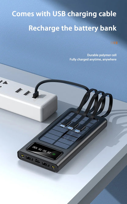 Solar Power Bank – High-Capacity Fast Charging Outdoor Portable Battery