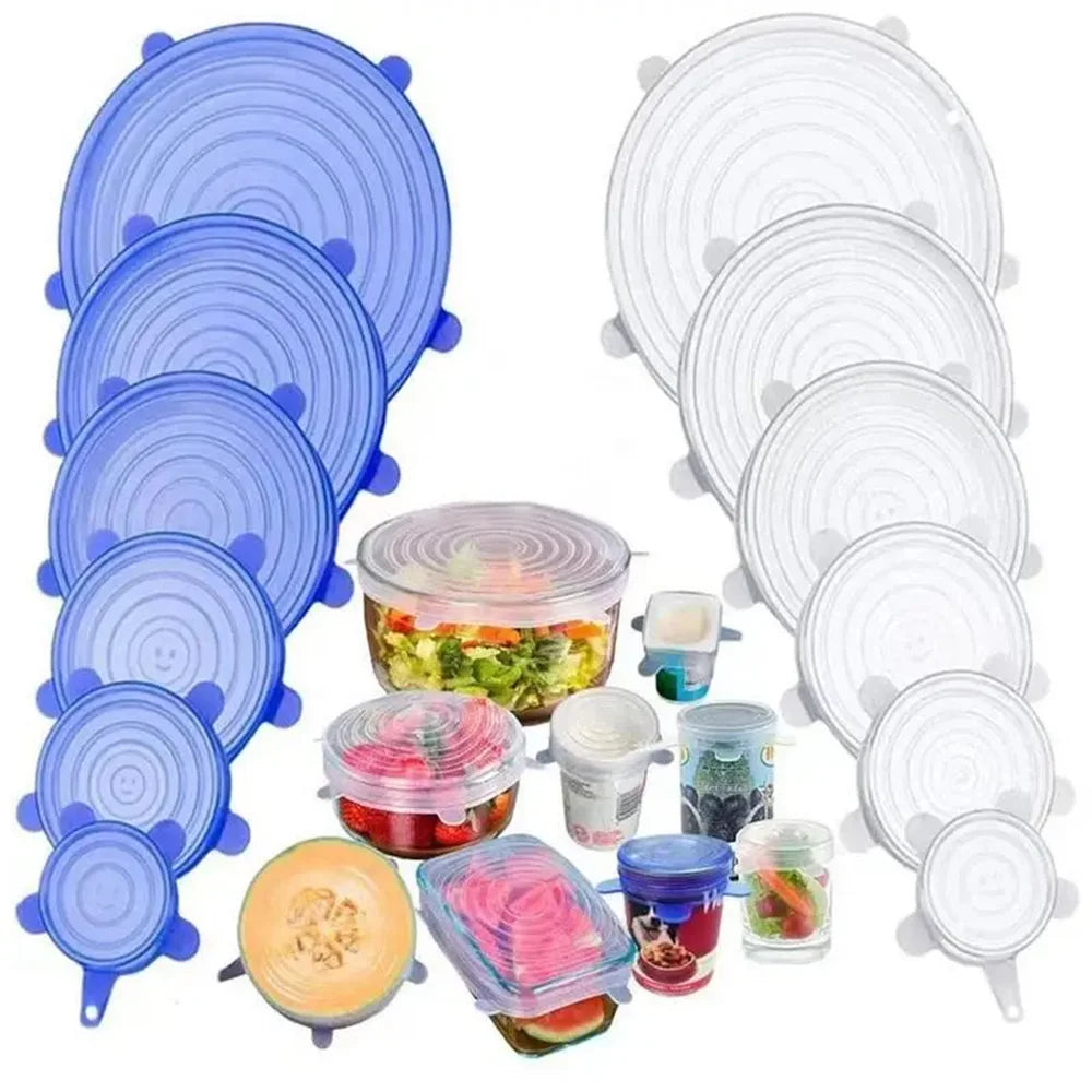 Reusable Silicone Food Covers – 6-Piece Stretch Lids Set for Fresh Food Storage