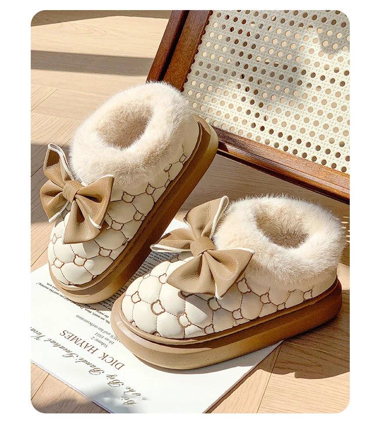 BowWarm™ Platform Ankle Snow Slippers for Women