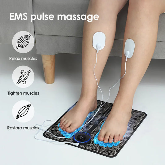EMS Foot Massager Pad - Electric Muscle Stimulation for Pain Relief and Relaxation