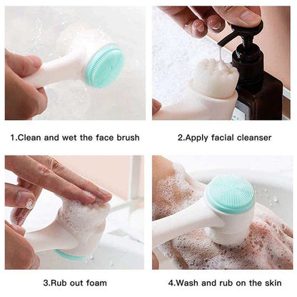 3D Double-Sided Silicone Facial Cleansing Brush, Soft Bristles, Exfoliator