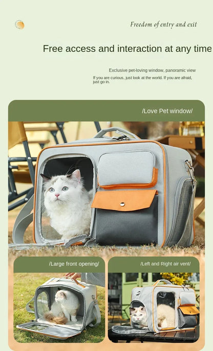 Portable Pet Trolley Travel Case with Capsule Window