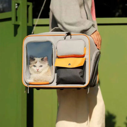 Portable Pet Trolley Travel Case with Capsule Window