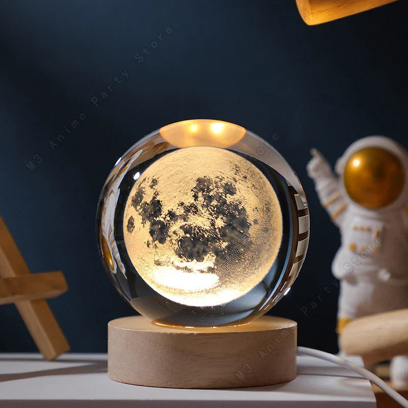 CosmoGlow™ 3D Crystal Ball Night Light — LED Galaxy Lamp for Kids & Bedroom Décor