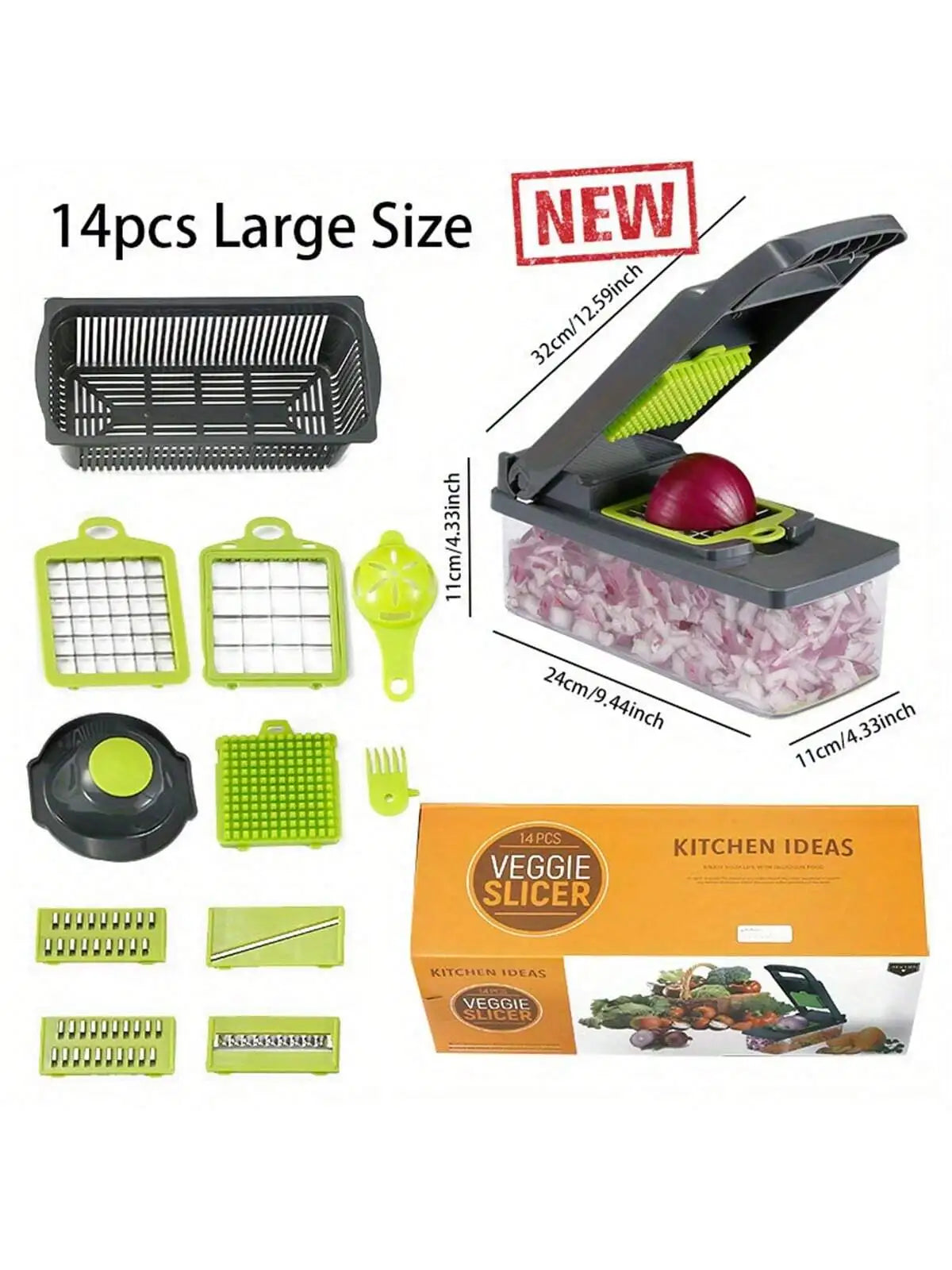 14-in-1 Multifunction Vegetable Chopper – Food Slicer & Dicer Set with Container