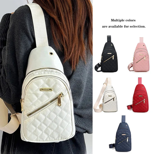 Neutral style backpack for men and women, with multiple color slanted fabric and nylon material. Suitable for travel.