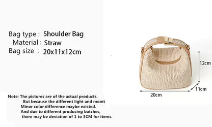 Summer Small Straw Handbag Trendy Shoulder Bag Woven Bucket Crossbody Bag Casual Seaside Beach Bag Gilrs Handle Tote