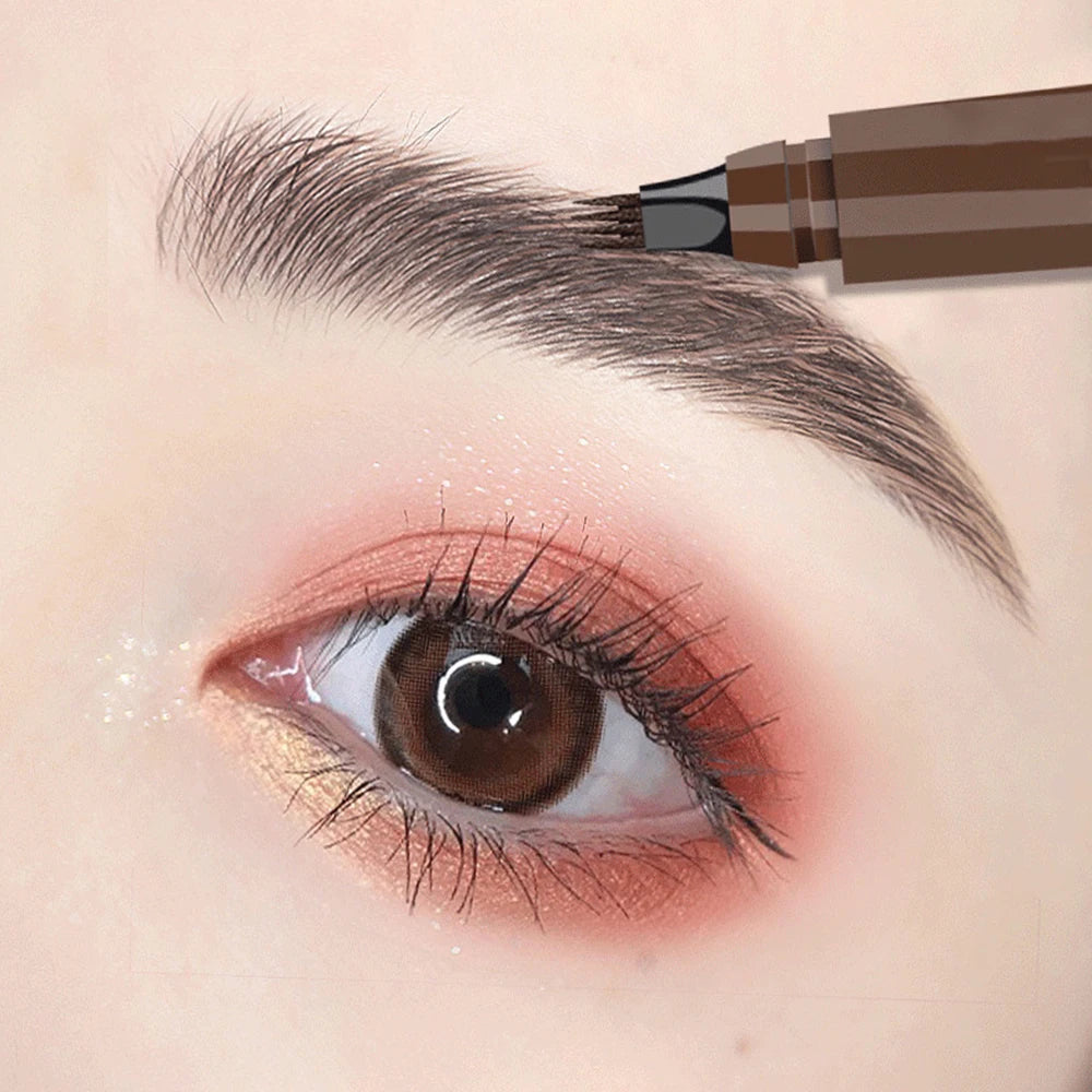 4-Tip Waterproof Eyebrow Pencil – Long-Lasting, Smudge-Proof & Natural Hair Stroke Effect