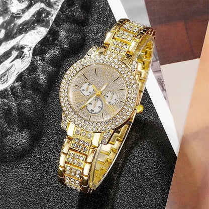 Amelia Gold Quartz Watch & Jewelry Set – 5 pcs