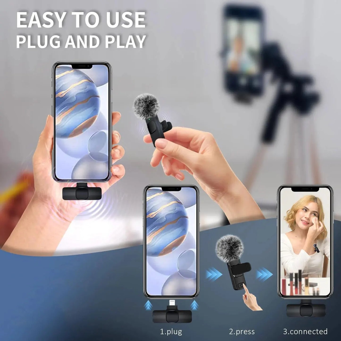 ClearWave™ Wireless Lavalier Microphone – Mini Clip-On Mic for iPhone, Android & Laptop (Plug & Play)