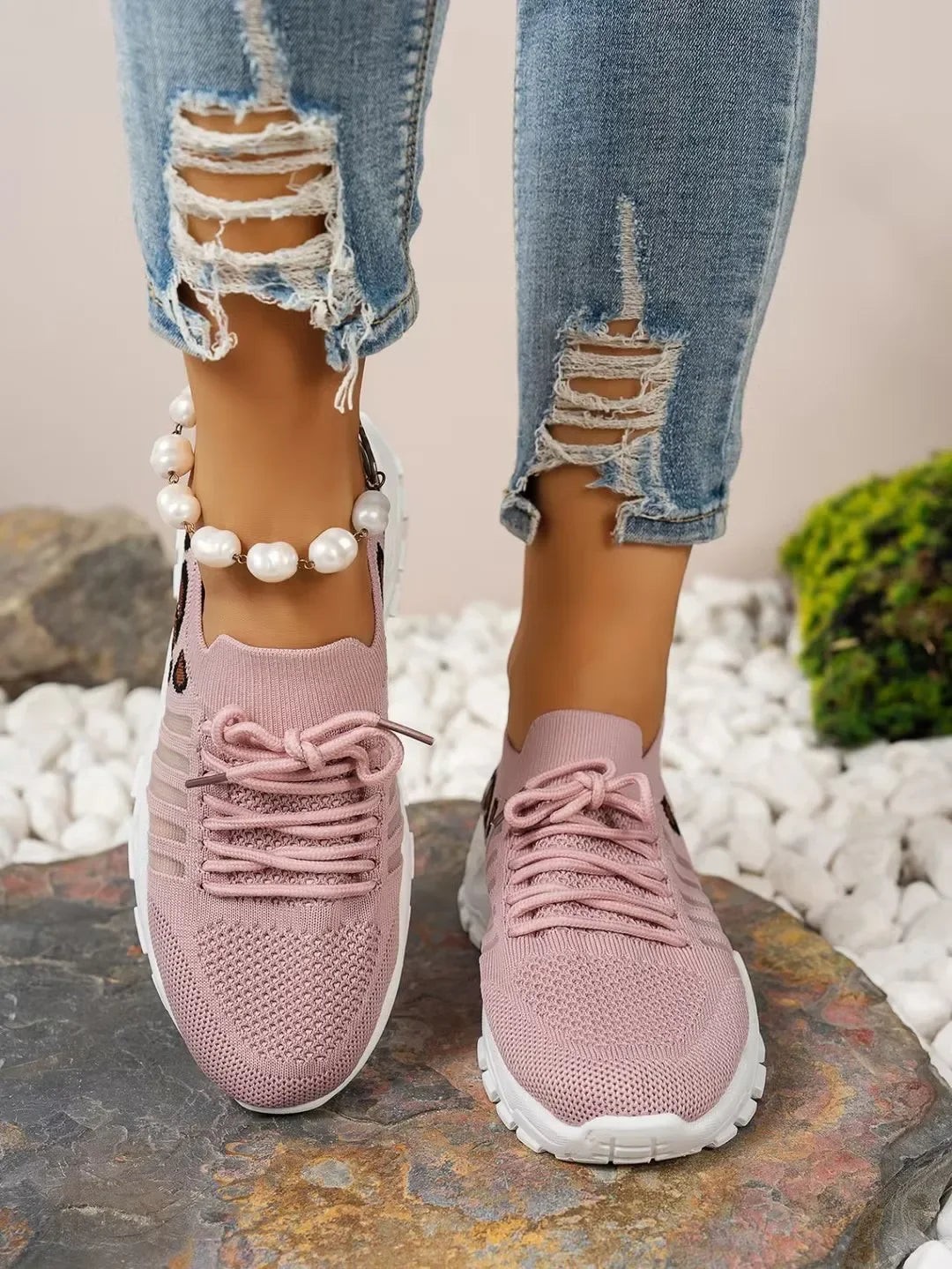 Leopard Print Lightweight Breathable Sneakers for Women – Casual Comfort Walking Shoes