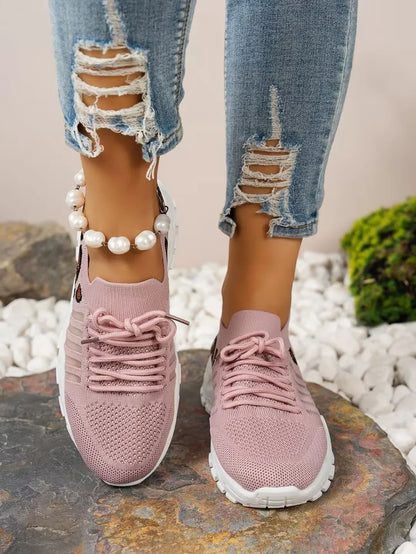 Leopard Print Lightweight Breathable Sneakers for Women – Casual Comfort Walking Shoes