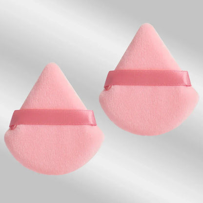 2 velvet triangle puffs for foundation and blending