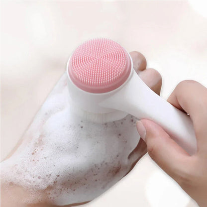 3D Double-Sided Silicone Facial Cleansing Brush, Soft Bristles, Exfoliator