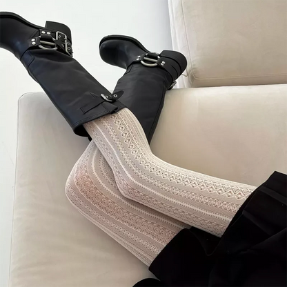 Kave 1 Pair Lolita Vintage Tights Women Fashion Hollow Out Pantyhose Sculpted Mesh Women Stockings For Dress 2025 Spring Legging