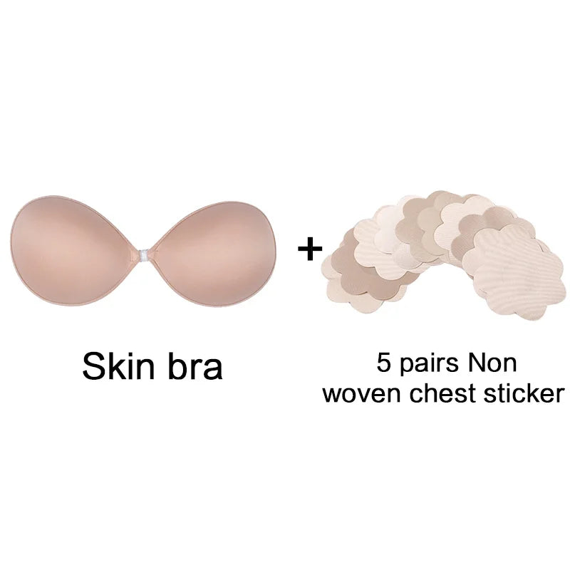 Invisible Silicone Push-Up Bra — Strapless Adhesive Backless Support