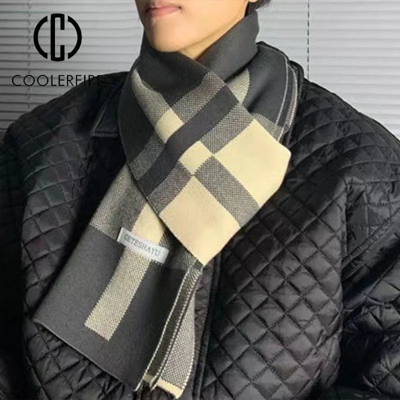 Winter Men Scarf Keep Warm Scarf Casual Fashion Brand Designers Knit Neckerchief Patchwork Copy Cashmere Scarf Shawl Wrap AC2228