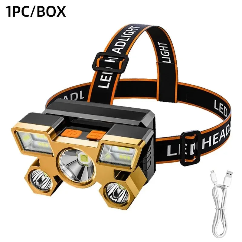 Rechargeable LED Headlamp – Powerful Head Flashlight for Camping, Hiking, Fishing & Outdoor Adventures