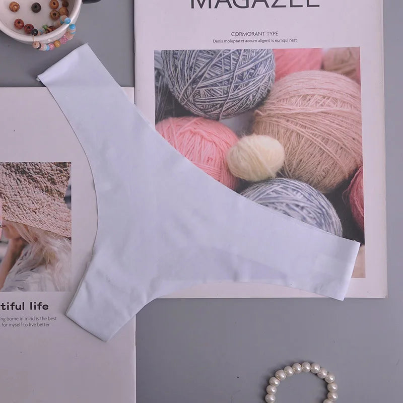 3PCS  Panties Women Ice Silk Underwear Low Waist V-Waist Briefs Cotton Crotch Breathable Quick-Drying Sports Underwear