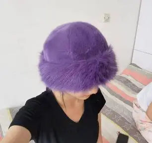 Thicken Plush Warm Fur Hat Fluffy Beanie Warm Thick Hat Mongolian Caps for Casual Trips Sports Skiing