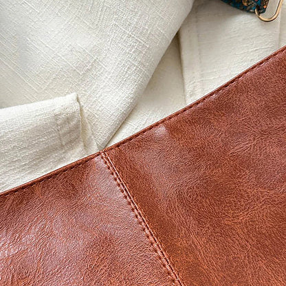 Wide Geometric Strap Shoulder Bag Large Capacity Crossbody Bags For Women,Retro Pu Leather Women's Bag For Shopping Travel