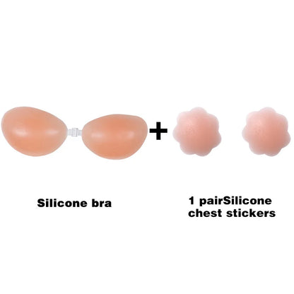 Invisible Silicone Push-Up Bra — Strapless Adhesive Backless Support