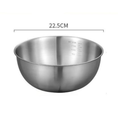 1-3 Stainless Steel Bowl Set with Scale for Cooking Baking Food Storage Large Capacity Mixing Bowls for Home Kitchen Essentials