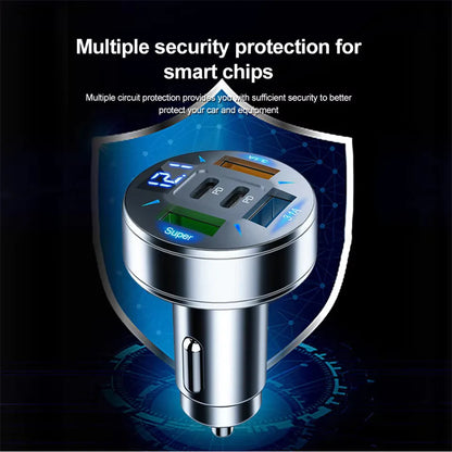 Car Charger 250W 5 Ports Fast Charging PD QC3.0 USB C Car Phone Charger Adapter With Voltage For iPhone Samsung Huawei Xiaomi