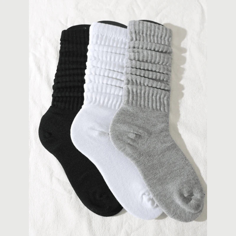 SoftStack™ Pile-Up Cotton Socks (3 Pairs) – Breathable Mid-Length Comfort