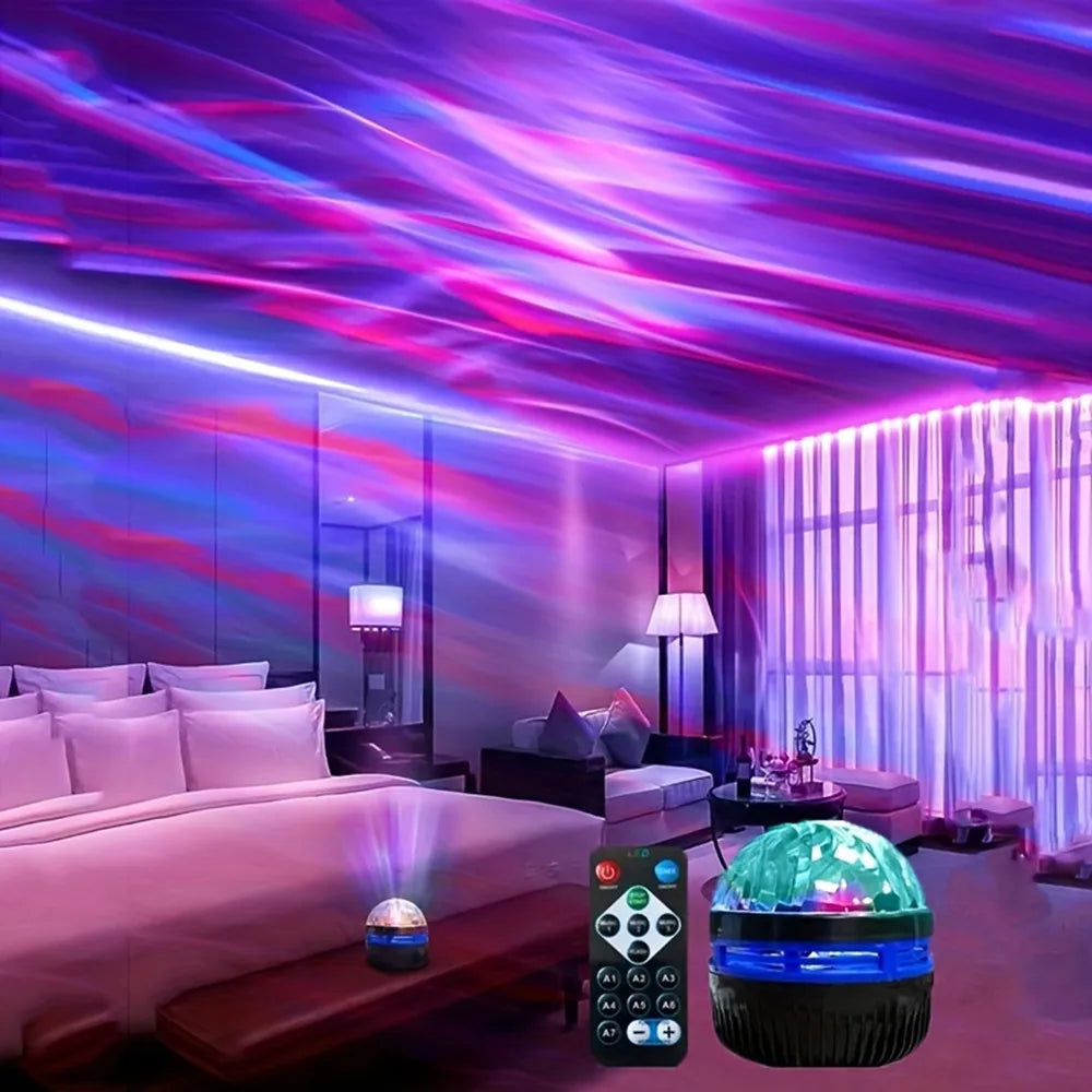 *LED Starry Galaxy Ocean Wave Projector - RGB Smart Remote Control Lamp for Home Decor