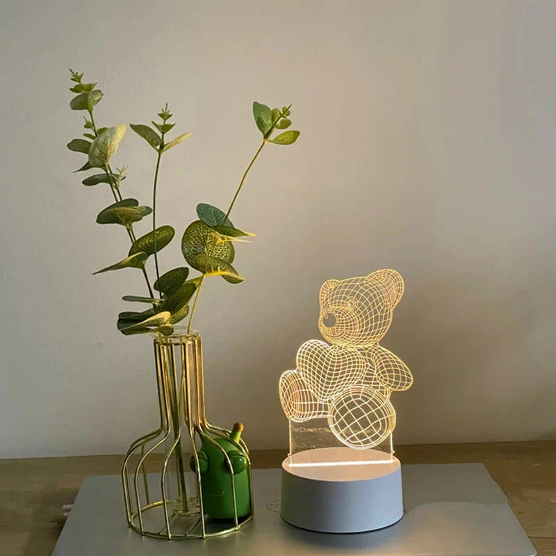 BearGlow™  3D Creative Bear Lamp - Acrylic USB LED Night Light for Home Decor and Gifts