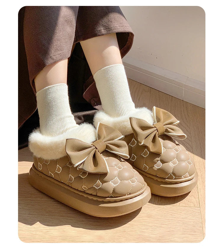 BowWarm™ Platform Ankle Snow Slippers for Women