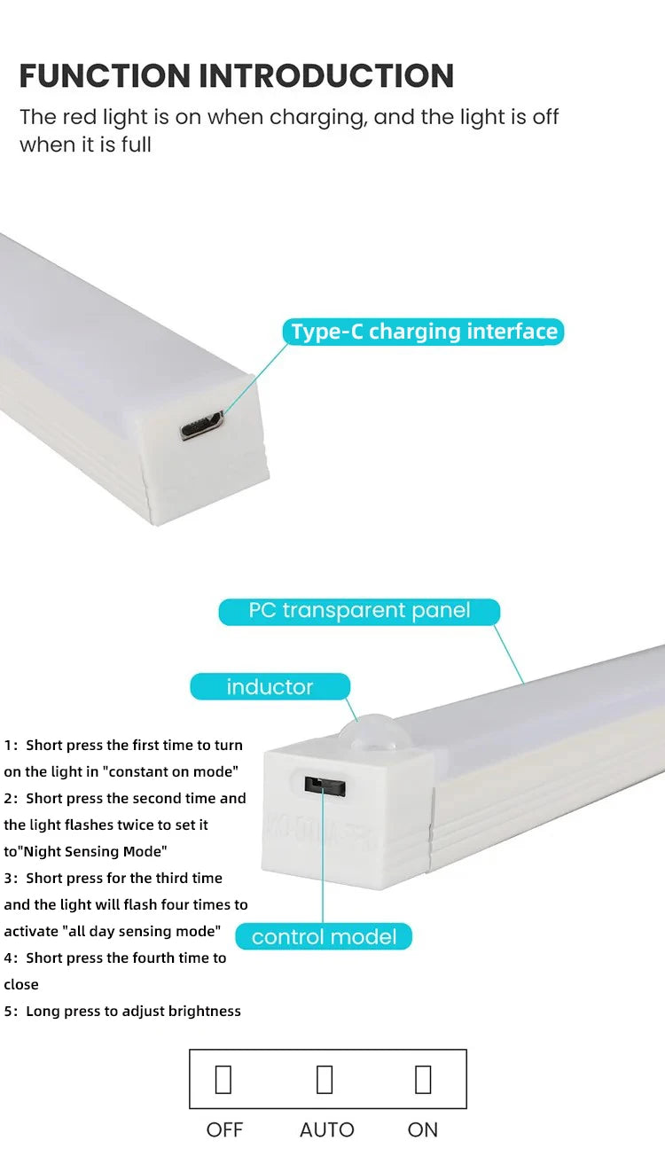 Wireless LED Night Lights Motion Sensor Lights Closet Kitchen Night Lights Bedroom Detector Light Cabinet Staircase Backlit