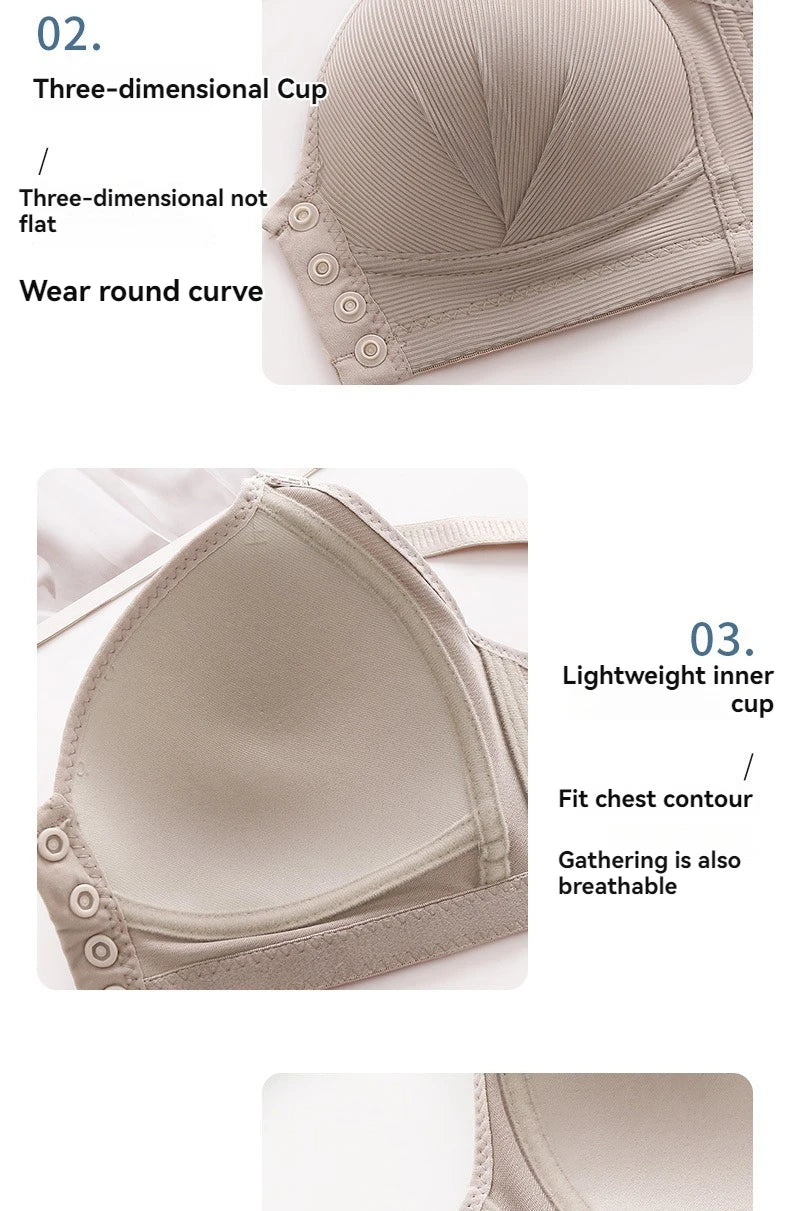 Front Buckle Push-Up Bra – Plus Size Seamless Comfort Bra with Adjustable Straps