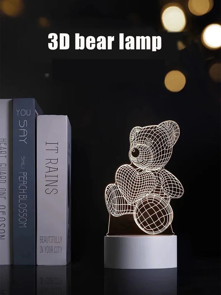 BearGlow™  3D Creative Bear Lamp - Acrylic USB LED Night Light for Home Decor and Gifts