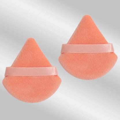 2 velvet triangle puffs for foundation and blending
