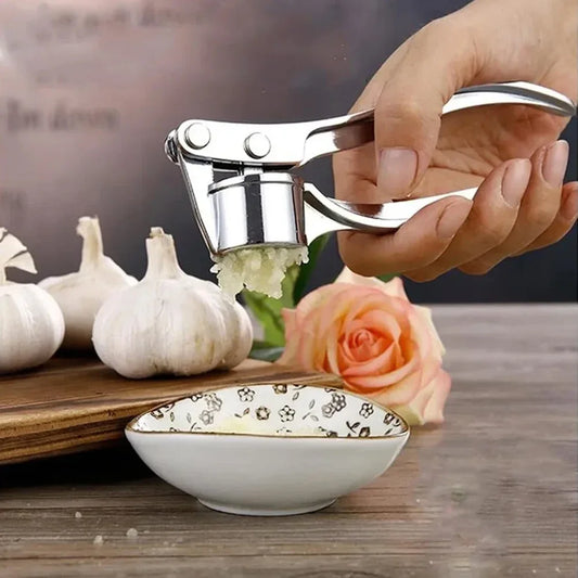 Stainless Steel Garlic Press Set – Garlic Mincer, Peeler & Cleaning Brush Kitchen Tool
