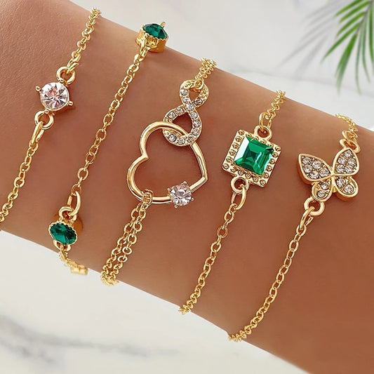 💎 Sophie Vintage Rhinestone Bracelet Set – 5PCS Infinity & Geometric Designs