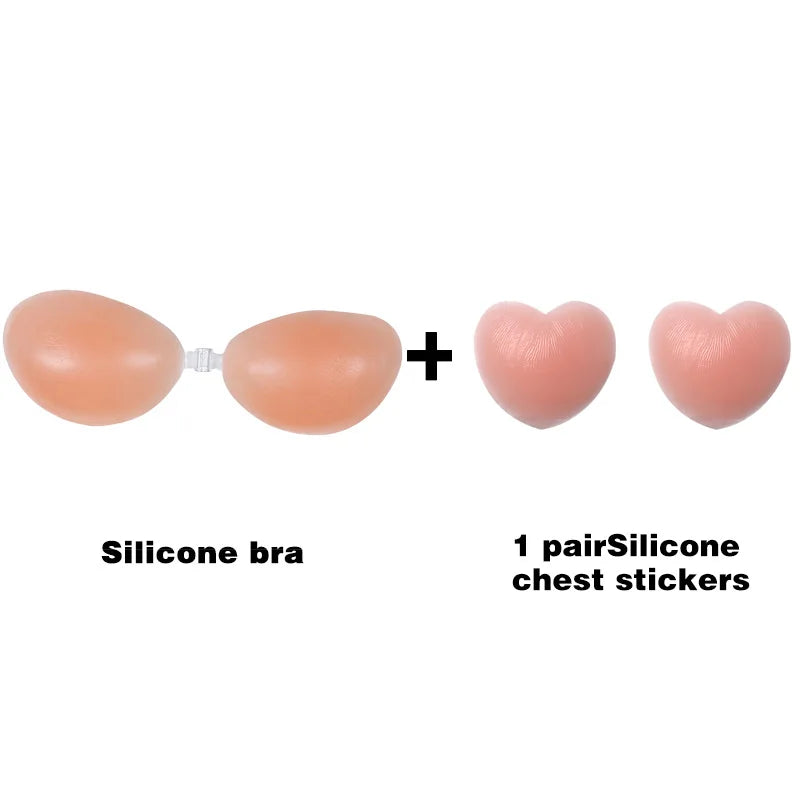Invisible Silicone Push-Up Bra — Strapless Adhesive Backless Support