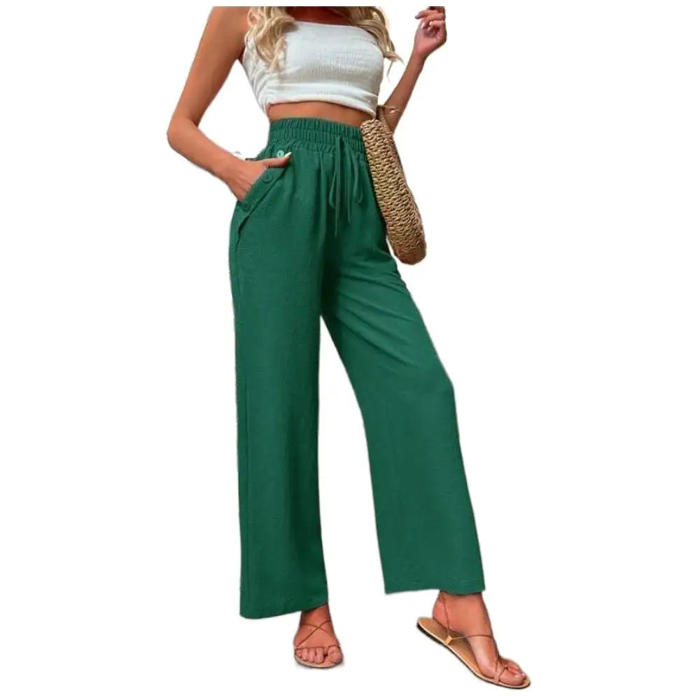 👖 High-Waist Elastic Straight-Leg Pants — Summer Loose Fit Casual Trousers