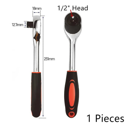 🔧 Universal Ratchet Wrench with Adjustable Socket Head (7–19mm / 11–32mm)