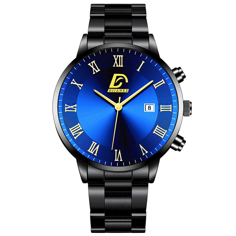 Fashion Mens Gold Watches Luxury Minimalist Quartz Wrist Watch Men Business Casual Calendar Watch Reloj Hombre